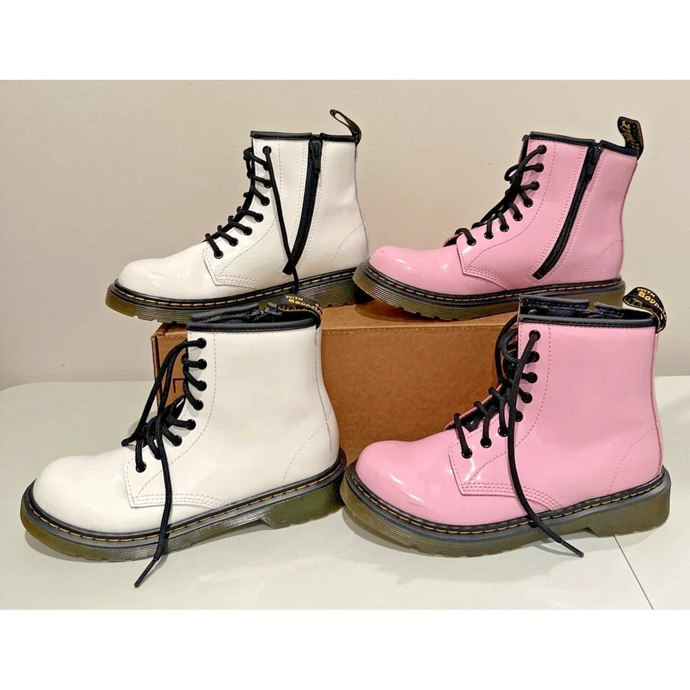 Doc Martens Youth EU 34/ US 3 Lot of 2 Pair Leather Combat Boots White & Pink
